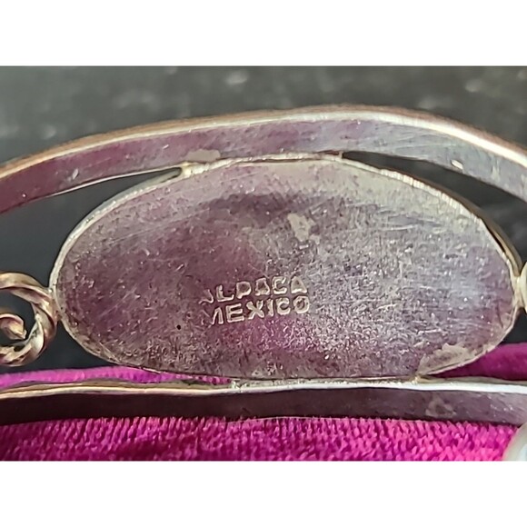 Alpaca Mexico Abalone Shell Beach Scene Cuff Bracelet Vintage - Picture 6 of 10